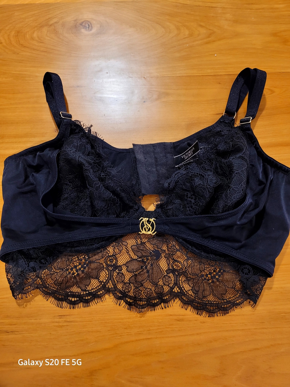 Victoria's Secret So Obsessed Low Cut Demi Bra in black lace with gold hardware